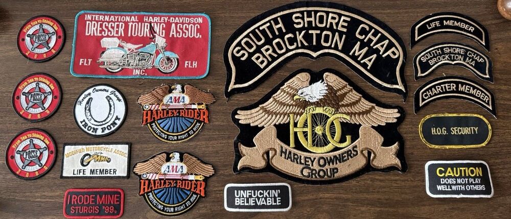 Vintage Lot of 17 Harley Davidson HOG Chapter Lifetime Member Motorcycle Patches